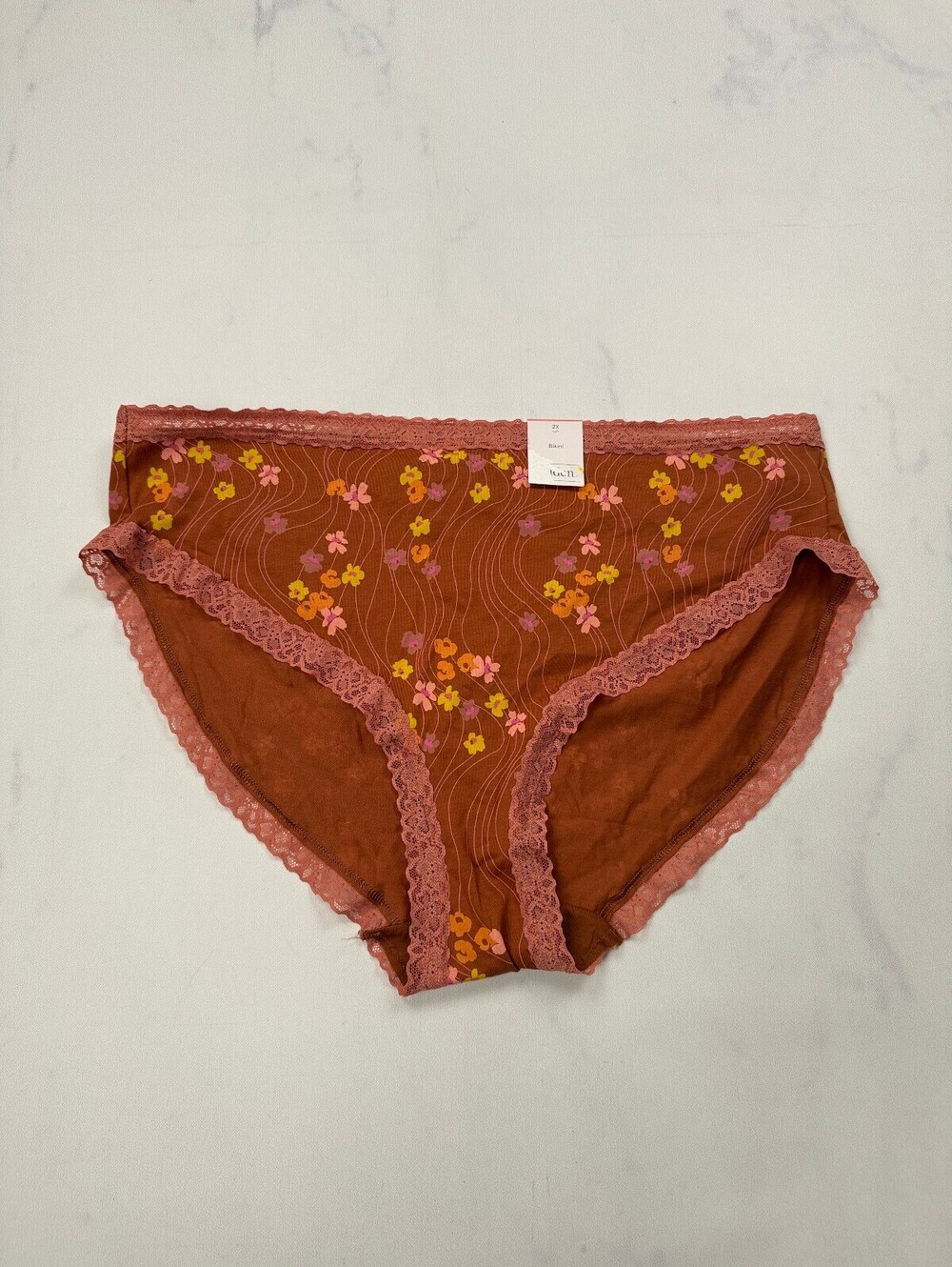 Auden Printed Bikini Rust 90S Retro - Womens 2X